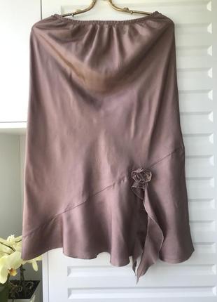 100% ацетат. легкая натуральная юбка на лето коричневая collection стиль y2k4 фото