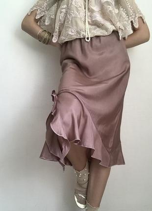 100% ацетат. легкая натуральная юбка на лето коричневая collection стиль y2k10 фото