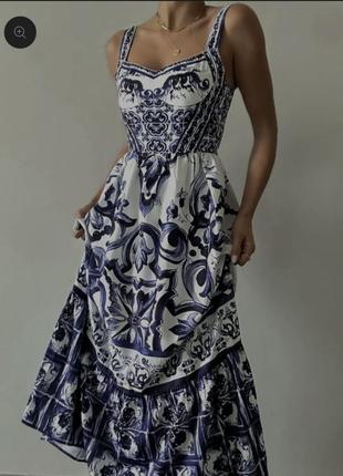 Длинное платье сарафан на шлейках4 фото
