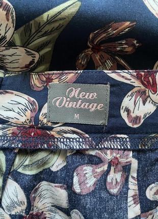Натуральная юбка в цветочный принт, new vintage, расширенная, 100%коттон, в складку6 фото