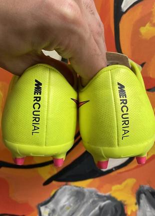 Nike mercurial бутсы 27,5 размер детские кожаные салатовые оригинал6 фото