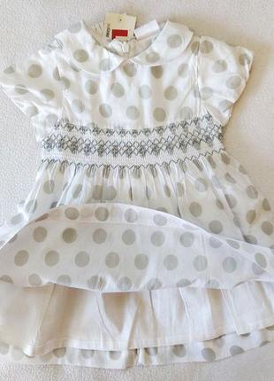 Сукня літня легка біла горох для дівчинки 80, 86, 92 розмір тн-293 фото
