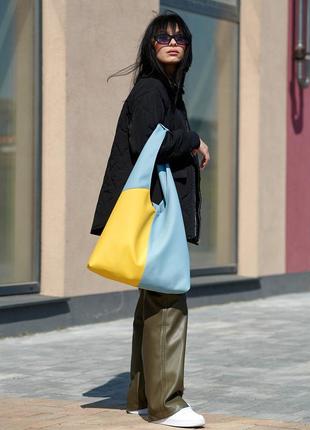 Жіноча сумка sambag hobo m жовто-блакитна6 фото