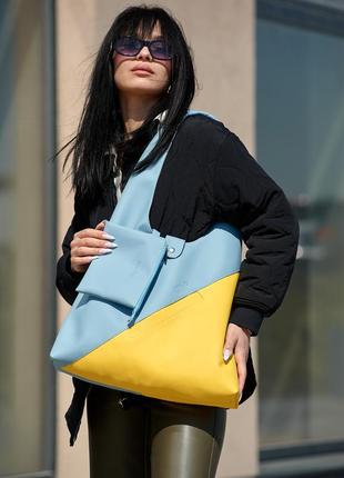 Жіноча сумка sambag hobo m жовто-блакитна8 фото