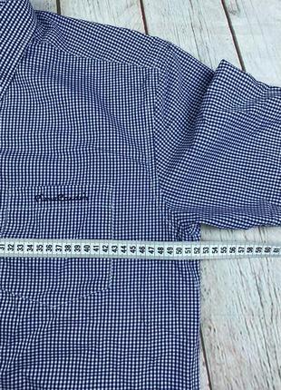 Мужская стильная рубашка в клетку синяя белая новая с биркой pierre cardin paris short sleeve8 фото