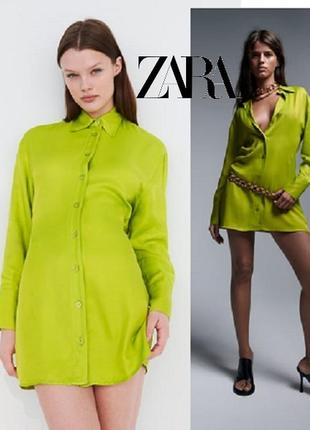 Zara платье рубашка из шелковой вискозы1 фото