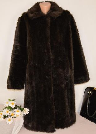 Брендовая темно-коричневая шуба с карманами mini barmink dunbar fabric акрил2 фото