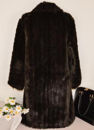 Брендовая темно-коричневая шуба с карманами mini barmink dunbar fabric акрил3 фото