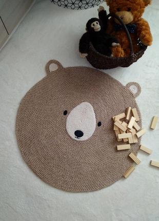 🐻 плетений килимок дитячий ведмедик як h&m/ джутовий еко коврик круглий в дитячу, мішка, подарунок дитині8 фото