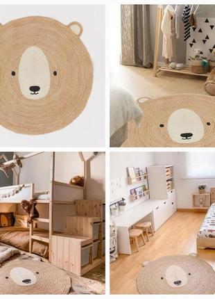 🐻 плетений килимок дитячий ведмедик як h&m/ джутовий еко коврик круглий в дитячу, мішка, подарунок дитині10 фото