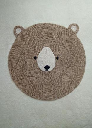 🐻 плетений килимок дитячий ведмедик як h&m/ джутовий еко коврик круглий в дитячу, мішка, подарунок дитині1 фото