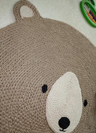 🐻 плетеный коврик детский мишка в виде h&amp;m/джутового эко-колик круглый в детскую, мешку, подарок ребенку6 фото