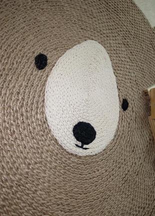 🐻 плетеный коврик детский мишка в виде h&amp;m/джутового эко-колик круглый в детскую, мешку, подарок ребенку5 фото