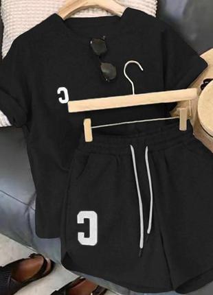 Костюм трендовый летний спортивный футболка шорты оранжевый серый фиолетовый лавандовый черный