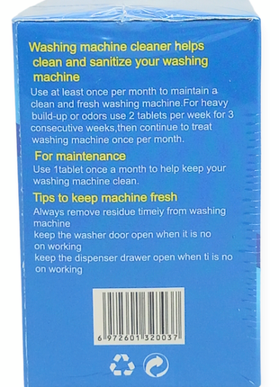 Таблетки для пральної машини очисні антибактеріальні 12 шт. у пакуванні yanyunle4 фото