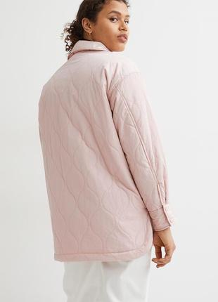 Куртка рубашка стеганая оверсайз кежуал светло розовая h&m3 фото