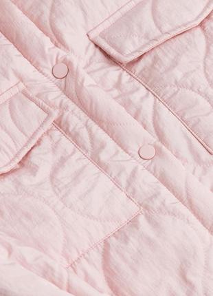 Куртка рубашка стеганая оверсайз кежуал светло розовая h&m5 фото