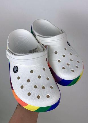 Жіночі крокси сабо original crocband rainbow block white веселка2 фото