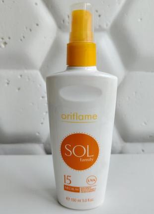 Солнцезащитный спрей крем для тела орифлейм oriflame. spf15 sol medium