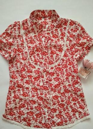 Рубашка рубашка блузка с коротким рукавом от vero moda p.m кружевная отделка