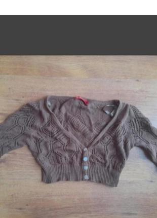 Кофточка укорочений марки influence.р.s_xs. котон , вінтаж, _ темний шоколад