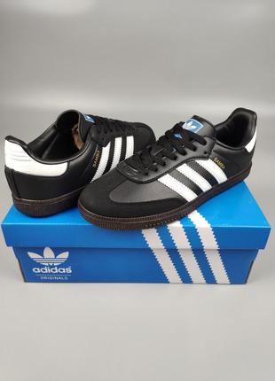 Мужские кроссовки adidas samba black white gum4 фото