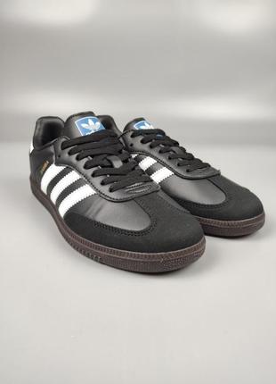 Мужские кроссовки adidas samba black white gum3 фото