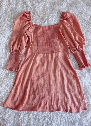 Нежное розовое сатиновое платье h&m8 фото