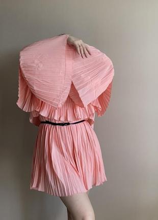 Платье розовое плиссное3 фото