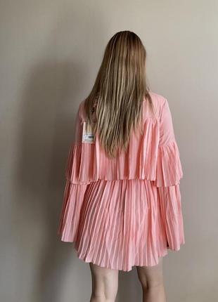 Платье розовое плиссное4 фото