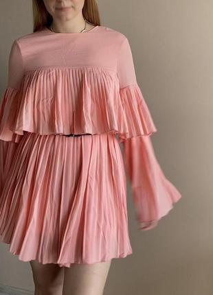Платье розовое плиссное2 фото