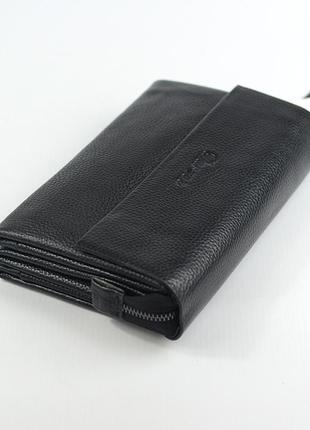 Чоловіча маленька шкіряна сумка клатч гаманець з клапаном, чорний діловий клатч з натуральної шкіри2 фото