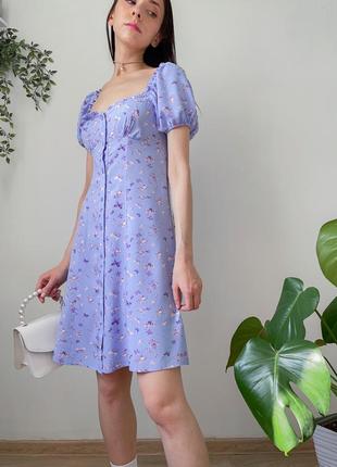 Платье на пуговицах с пуговицами сарафан летнее пинтерест с квадратным вырезом декольте с объёмными пышными рукавами3 фото