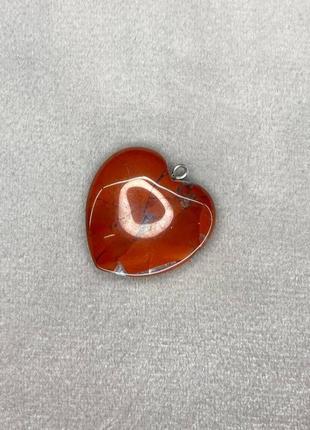 Кулон "сердце" натуральный камень яшма красная 25мм