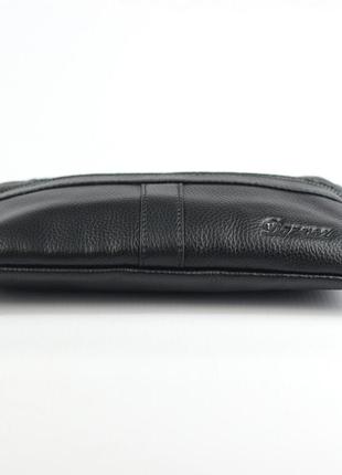 Кожаный мужской черный клатч сумочка на три отделения, классическая сумочка клатч из кожи флотар6 фото
