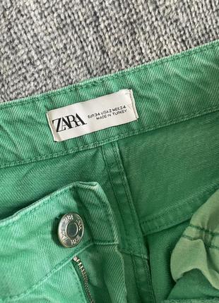 Широкие джинсы zara в зеленом цвете3 фото