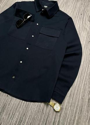 Сорочка котонова coton темно-синя10 фото