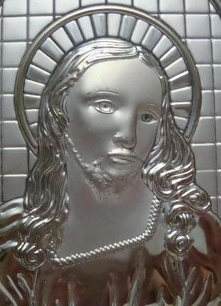 Икона иисус христос серебрение 925 пробы на дереве италия №ст156