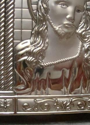 Икона иисус христос серебрение 925 пробы на дереве италия №ст156