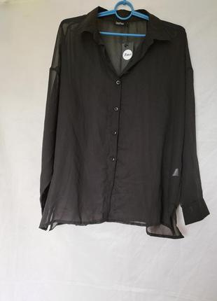 Черная шифоновая блуза на пуговицах с биркой5 фото