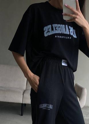 Костюм вільного крою «los angeles» футболка + джогери, костюм свободного кроя футболка + джоггеры