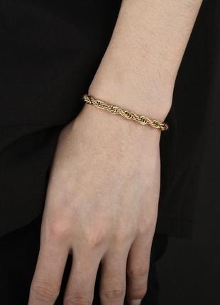Мужской браслет цепочка на руку в золотом цвете 22 см4 фото