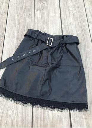 Юбка атласная h&m мини коротка спідниця под кожу