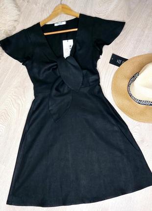Черное платье из льна на размер ххс/хс.4 фото