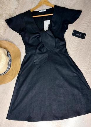 Черное платье из льна на размер ххс/хс.5 фото