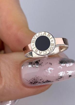 Серебряная кольца 925 пробы с золотыми пластинами 375 проб, булгари кольцо вставка ювелирная эмаль2 фото
