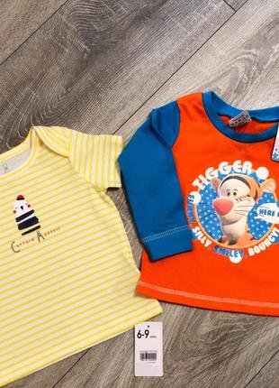 Брендові футболочка (mothercare) та реглан (disney baby)на вік 6-9 місяців.