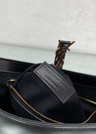 Жіноча чорна шкіряна шкіра сумка ysl yves saint laurent le 5 ↑ 7 на плечі плечова верба лоран3 фото