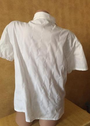 Белая рубашка с коротким рукавом3 фото