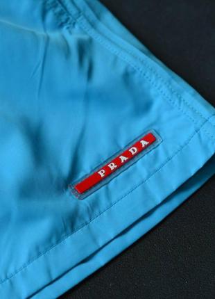 Шорты prada голубые / качественные плавательные шорты от прада3 фото